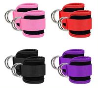 Ensemble de boucles de cheville réglables personnalisées pour fitness, avec double anneau en D, pour entraînement de la force des hanches, protection en fibre de polyester