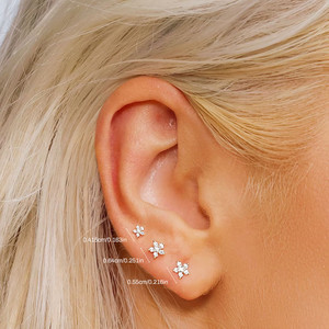 CANNER Factory Wholesale 3 Sizes Flower <b>Stud</b> <b>Earrings</b> 925 Sterling <b>Silver</b> CZ Stone Small <b>Stud</b> <b>Earrings</b> <b>Set</b> for Women Gift - Product Image 4