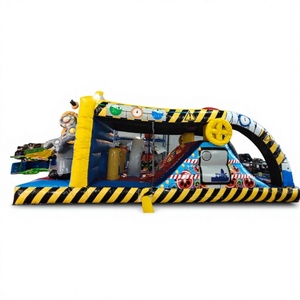 Circuito de Obstáculos Inflable con Temática de Laboratorio Industrial, Pista de Obstáculos con Rayas de Peligro para Eventos - Product Image 4