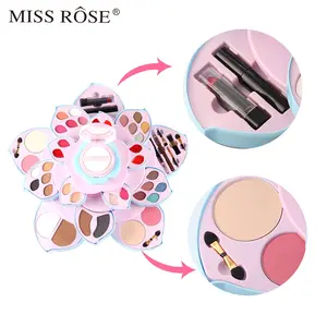 Miss rose conjunto de maquiagem profissional, kit para maquiagem tudo em um para blush, sombra, batom, gloss