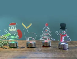 Kanlong Trang Trí Giáng Sinh 9Cm Đèn Nhấp Nháy Hình Cây Tuần Lộc Ông Già Noel Vẽ Nhiều Màu Bằng Acrylic Mini Đèn Ngủ Led Có Đế - Product Image 2