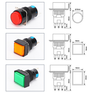 La16y-11z Round <b>Push</b> <b>Button</b> <b>Switch</b> 16mm Self-Locking 1No1Nc Led Indicator Red Yellow Green Plastic Screw Terminal - Product Image 1
