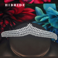 HIBRIDE Luxe Micro CZ Pave Sparkilng Femmes Diadème De Mariée Et Couronne Mariage Reine Diadème Bijoux Accessoires De Cheveux Cadeau De Fête C-74