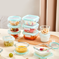 Boîte de conservation alimentaire en verre borosilicate, hermétique, pour préparation de repas, compatible four et micro-ondes, sans BPA, écologique, OEM