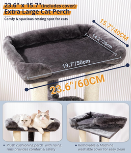 <b>Cat</b> Tree, Large Bed for Big <b>Cats</b>, Small <b>Cat</b> <b>Tower</b> with Soft Perch for Window Viewing, Stable <b>Cat</b> Tree <b>Tower</b>, <b>Cat</b> <b>Scratching</b> Post - Product Image 6