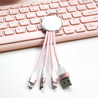 Kabel Data Micro USB & Type C 3-in-1 Portabel Pengisian Cepat, Gantungan Kunci, Hadiah Promosi untuk Souvenir Promosi