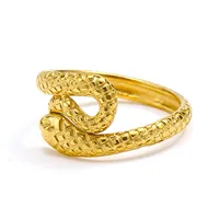 Bague ouverte en forme de serpent torsadé gaufré, en acier inoxydable plaqué or 18 carats, bijou tendance unisexe pour usage quotidien