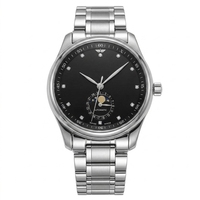Montre mécanique automatique pour homme de la série Moon Phase - Acier inoxydable, résistante à l'eau 30M