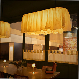 Modern Creative Pleated Fabric LED Pendant <strong>Light</strong> Rectangle <strong>Paper</strong> <strong>Shade</strong> 2700K Soft Warm White <strong>Ceiling</strong> Lamp Chandelier Dining Room - Product Image 2