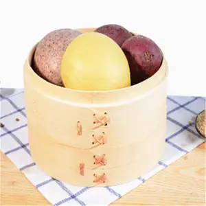 10インチ竹食品蒸し器3層アルミニウムサンプル巨大な家とキッチンシリコンダンプセットBamboosteamerbaskets