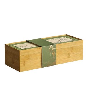 Caja de madera rectangular para té con diseño de montaña para almacenar té a granel - Product Image 5