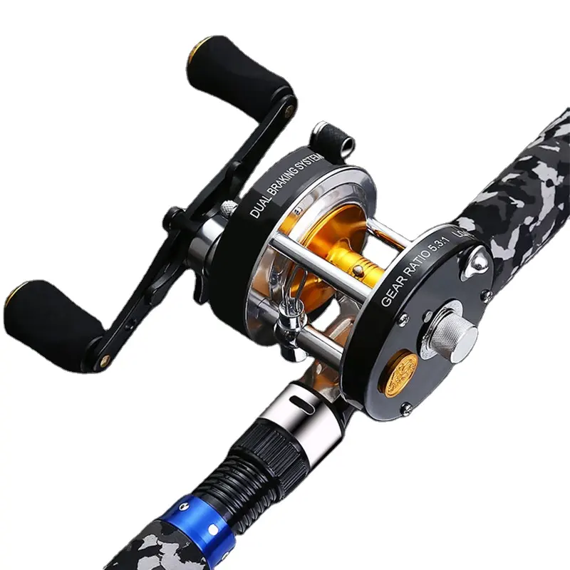 Super Hard Rod Carbon Gun Handle Water Drop Wheel Light Road Rod Set Black Fish Fishing Rod