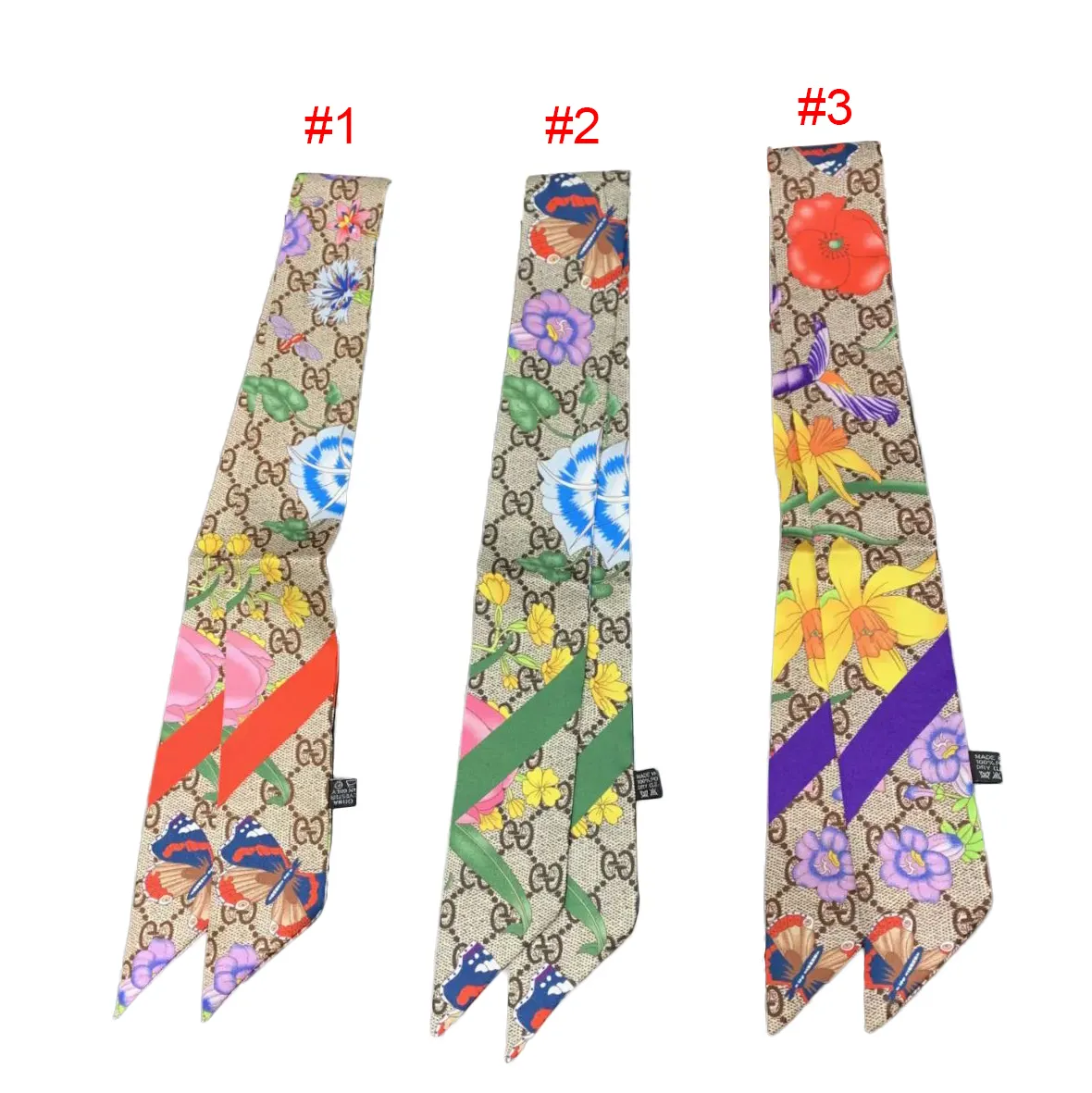 Customized Logo Women Fashion Ribbon Silk Scarf Girls Neckerchief Hair Band Bag Handle Wraps Small Neck Scarves