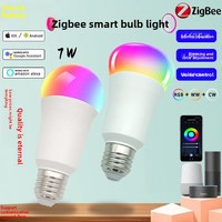 Bombilla Inteligente Tuya Zigbee de 7W, Impermeable, de Plástico y Aluminio, Regulable, con Cambio de Color, Control Remoto, Compatible con Alexa, Google Home y la Aplicación del Hogar
