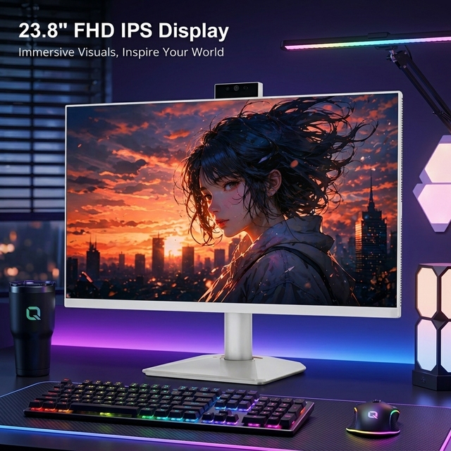 Factory Direct OEM 23.8 Inch Screen Core I5/I7 Win10/11 DDR4 Ram Office 3D Modeling Work Gaming Desktop Computer All in One PC