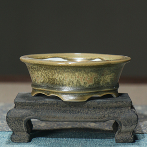 Maceta de cerámica pequeña con forma de begonia, estilo japonés, para uso en interiores. - Product Image 1