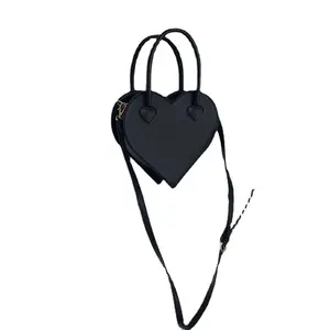 Kreativität Designer Herzförmige Tasche Damen neue Mode einfache Handtasche retro schwarze Schultertaschen und Taschen Damen