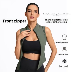 <span class=keywords><strong>Gilet</strong></span> de <span class=keywords><strong>sport</strong></span> sans manches <span class=keywords><strong>zippé</strong></span> pour <span class=keywords><strong>femme</strong></span>, coupe ajustée vintage, absorbant la transpiration, séchage rapide, col à nœud, pour la course à pied et le yoga - Product Image 2