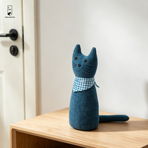 Butoir de <span class=keywords><strong>porte</strong></span> lesté pour <span class=keywords><strong>chat</strong></span> de 0,75 kg - Bloqueur de <span class=keywords><strong>porte</strong></span> en chenille douce avec écharpe à carreaux - Décoration personnalisée pour la maison - Product Image 2