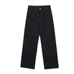 Wholesale Fashion Casual <b>Soft</b> and Structured Deep Blue Baggy <b>Jeans</b> Non Fade Selvedge <b>Denim</b> Buckle Men's <b>Jeans</b> - Product Image 5
