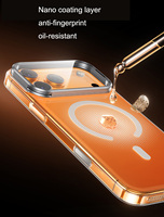 Coque de téléphone magnétique transparente antichoc anti-jaunissement avec support rotatif pour objectif en verre pour 15 16 17 Pro Max en TPU+PC