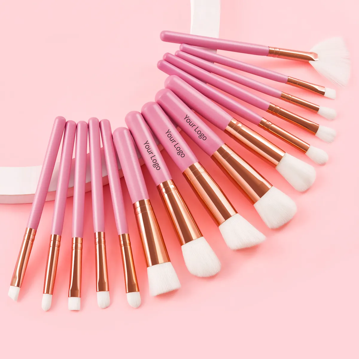 Wholesale colorful pink face makeup brush set eco-friendly nylon foundation brush vegan private label makeup brush set