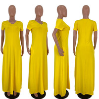Robes maxi femmes été personnalisées, amples, longues robes décontractées couleur unie dames élégantes grande taille