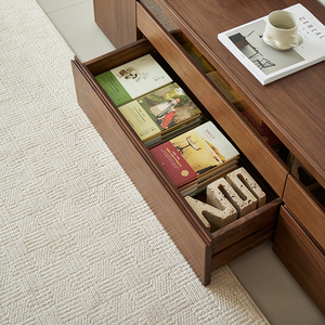 خزانة تلفزيون بتصميم بسيط مع وصلات مورتيس-أند-تينون، مصنوعة من خشب الجوز الأسود الأمريكي الصلب - Product Image 2