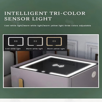 Table de Chevet Intelligente avec Éclairage LED Tactile, Tiroir de Rangement, Plateau en Verre Trempé – Mobilier Moderne pour Chambre à Coucher et Appartement