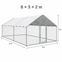 Grand enclos à poulets en métal massif, en acier galvanisé, 6x3x2m, cage extérieure avec couverture imperméable, boîte verrouillable, tout inclus