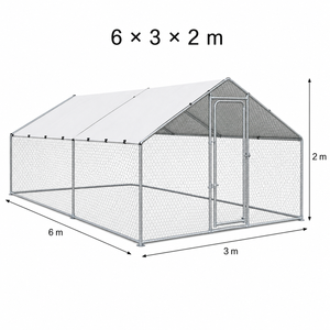Grand enclos à poulets en métal massif, en <span class=keywords><strong>acier</strong></span> galvanisé, 6x3x2m, cage extérieure avec couverture imperméable, boîte verrouillable, tout inclus - Product Image 5