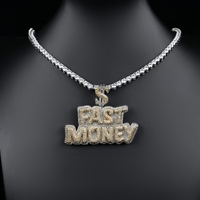 Mode Hip Hop Diamant Pendentif Bijoux Véritable Plaqué Or Glacé Cz Diamant Rapide Argent Dollar Signe Pendentif Collier