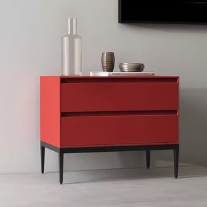 Bàn cạnh giường ngủ hiện đại với 2 ngăn kéo đầu giường màu đỏ với chân kim loại cho phòng ngủ Tủ lưu trữ bằng gỗ cho phòng khách - Product Image 2