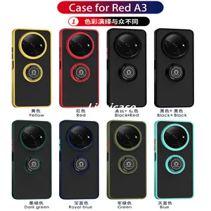 Redmi Lichicase For Redmi A3 Frosted Ring Holder Back Cover Straight Edge 360 Rotation Kickstand Case For Iphone Designer Cover