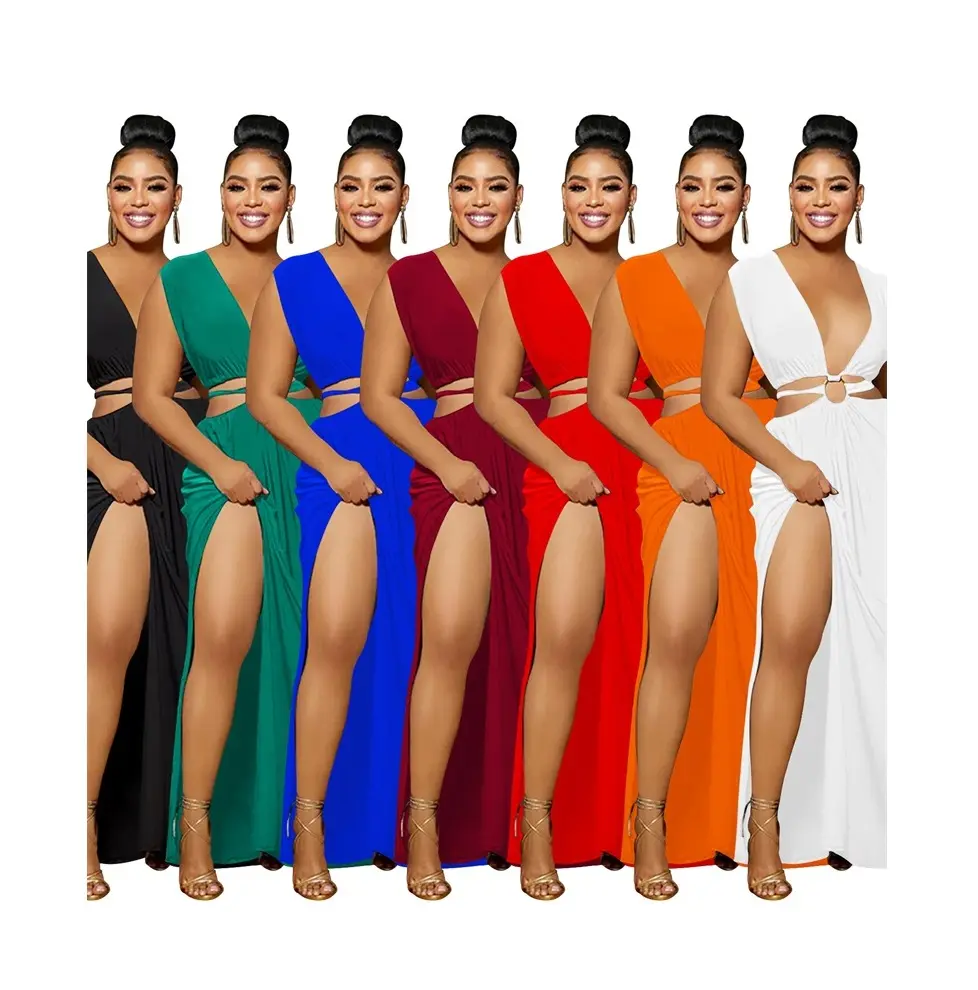 lady women sexy spaghetti strap high side slit red backless green bodycon evening party beach maxi long summer dress for woman