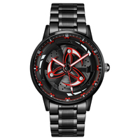 Montre à quartz rotative créative Shanghai, style sport unisexe, en acier inoxydable noir, de luxe, étanche, pour couple, idéale pour le dropshipping