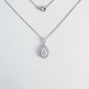 Collares y Colgantes <span class=keywords><strong>de</strong></span> Oro Blanco <span class=keywords><strong>de</strong></span> 18K con Diamantes Cultivados en Laboratorio, Diseño <span class=keywords><strong>de</strong></span> Pera y Estrella, Elegantes y Finos, para Mujer, Cadenas con Dijes <span class=keywords><strong>de</strong></span> Diamantes - Product Image 1