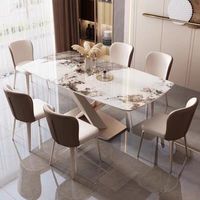 Ensemble de table à manger rectangulaire en pierre frittée de luxe moderne avec 4 chaises pour salon, design italien, meubles de maison