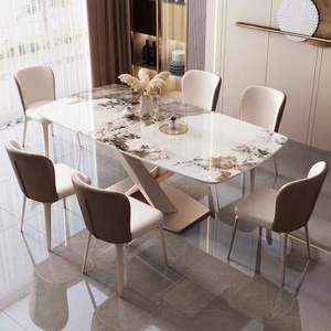 Juego de Comedor Moderno de Lujo con Mesa Rectangular de Piedra Sinterizada y 4 Sillas para Sala de Estar, Diseño Italiano, <span class=keywords><strong>Muebles</strong></span> para el Hogar - Product Image 2