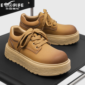 Empire Chunky <b>Shoes</b> Men Round Toe Lace Up <b>Height</b> <b>Increasing</b> Retro Workwear All Seasons - Product Image 1