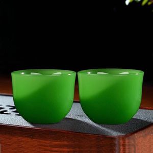 Glazen Jade-Imitatie Kom Bedrijfsgeschenk Theepot met deksel Wijnbeker Chinese stijl Groen Lichtgroen Fabrikant Direct China Oorsprong - Product Image 3