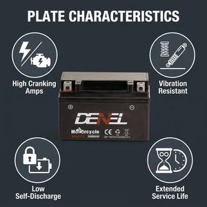Batterie au plomb-acide DENEL pour moto SMF, haute résistance au froid/chaud et à la température, pour <span class=keywords><strong>YTX7A</strong></span> 12V <span class=keywords><strong>7Ah</strong></span> - Product Image 5