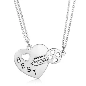 00311-6 European and American key heart lock alloy best friend series alloy hanging petal splicing Necklace