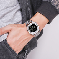 SKMEI 1667 jam tangan olahraga pria, arloji Digital multifungsi tahan air tali Stainless Steel tahan air gaya trendi