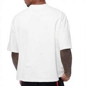 เสื้อยืดโอเวอร์ไซส์สีขาวสำหรับผู้ชาย ผ้าฝ้าย แขนสั้น คอกลม ลำลอง ผ้าเจอร์ซีย์ถัก เป็นมิตรกับสิ่งแวดล้อม น้ำหนัก 360 กรัม ทรงพอดีตัว สีพื้น - Product Image 2