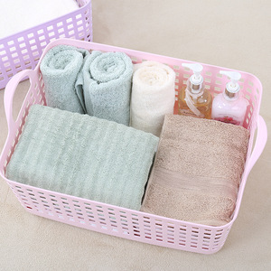 <b>Rectangular</b> Plastic <b>Storage</b> <b>Basket</b> With Handles For Bathroom And Clothing Organization Pink Purple White Blue - Product Image 2