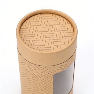 Custom Cylinder Paper <b>Box</b> With <b>Clear</b> Display Window Round Cardboard Tube Packaging For <b>Gift</b> Cosmetic Candle Tea - Product Image 2