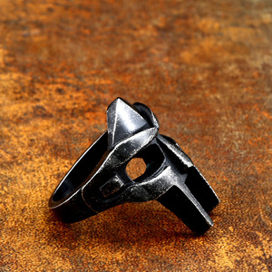 Anello per casco da soldato in acciaio SS8-515R anello da uomo in acciaio inossidabile punk con teschio in argento antico - Product Image 5