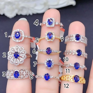 Anelli di Lusso in Argento 925 Placcato Rodio con Zaffiro Naturale Taglio Ovale, Direttamente dalla Fabbrica, per Donne, Matrimoni, Fidanzamenti e Regali per Feste - Product Image 1