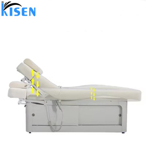 Table de spa blanche Kisen, design simple et élégant en forme de S, nouvelle conception, chaise de beauté pour femmes, lit de massage facial confortable pour les cils - Product Image 3